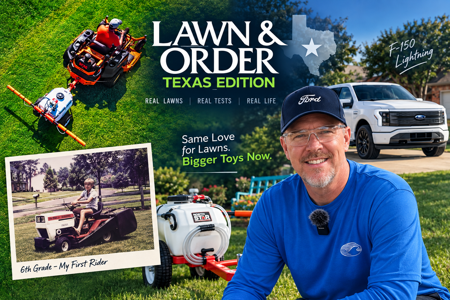 Kevin and Lawn & Order Texas Edition lawn care story collage